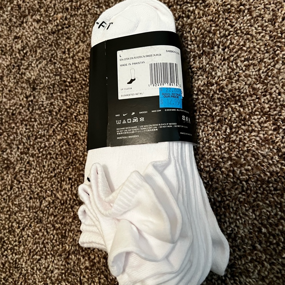 Nike Everyday Plus Lightweight No Show White Socks - Picture 3 of 4